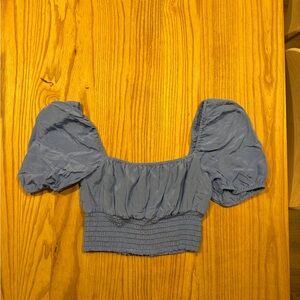 Lovers + Friends Blue Puff Sleeve Crop Top